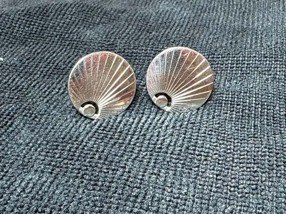 Vintage Swank Silver-Tone Sunburst Round Cufflinks
